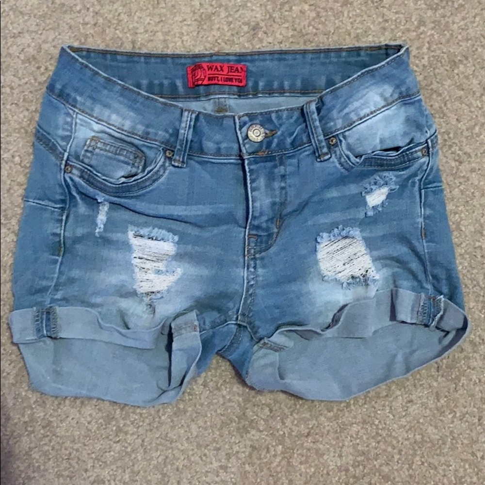 Ripped jean shorts